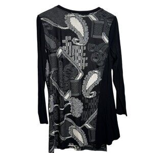 tunic top black & white long sleeve top